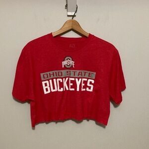 Custom Cropped Ohio State Buckeyes, Pro Edge Red T-shirt, size large, Women’s